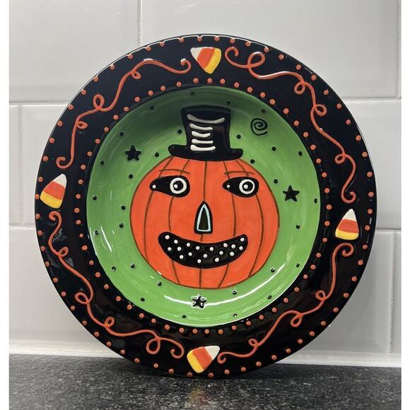 Bethany Lowe Designs Halloween Hand Painted Sharon Bloom Ceramic Soup Bowl Jack - Picture 1 of 6